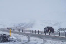 Warning that black ice may form on wet roads