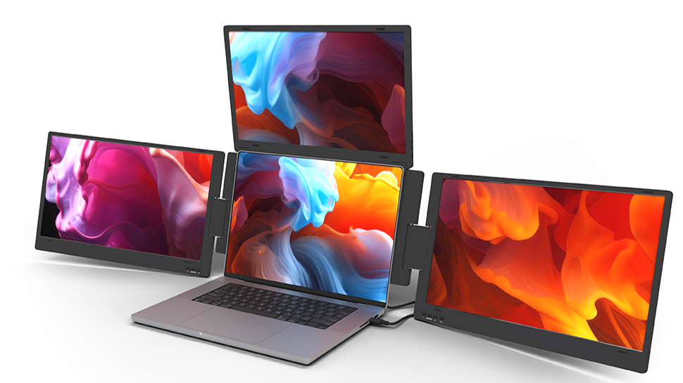 Here is the world's first true triple screen setup that can turn a laptop into a quad-display workstation