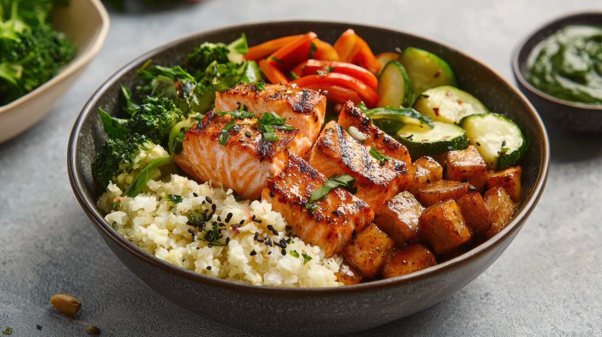 Spiser du nok fisk? Test ut stekt laks med soya og blomkålris!
