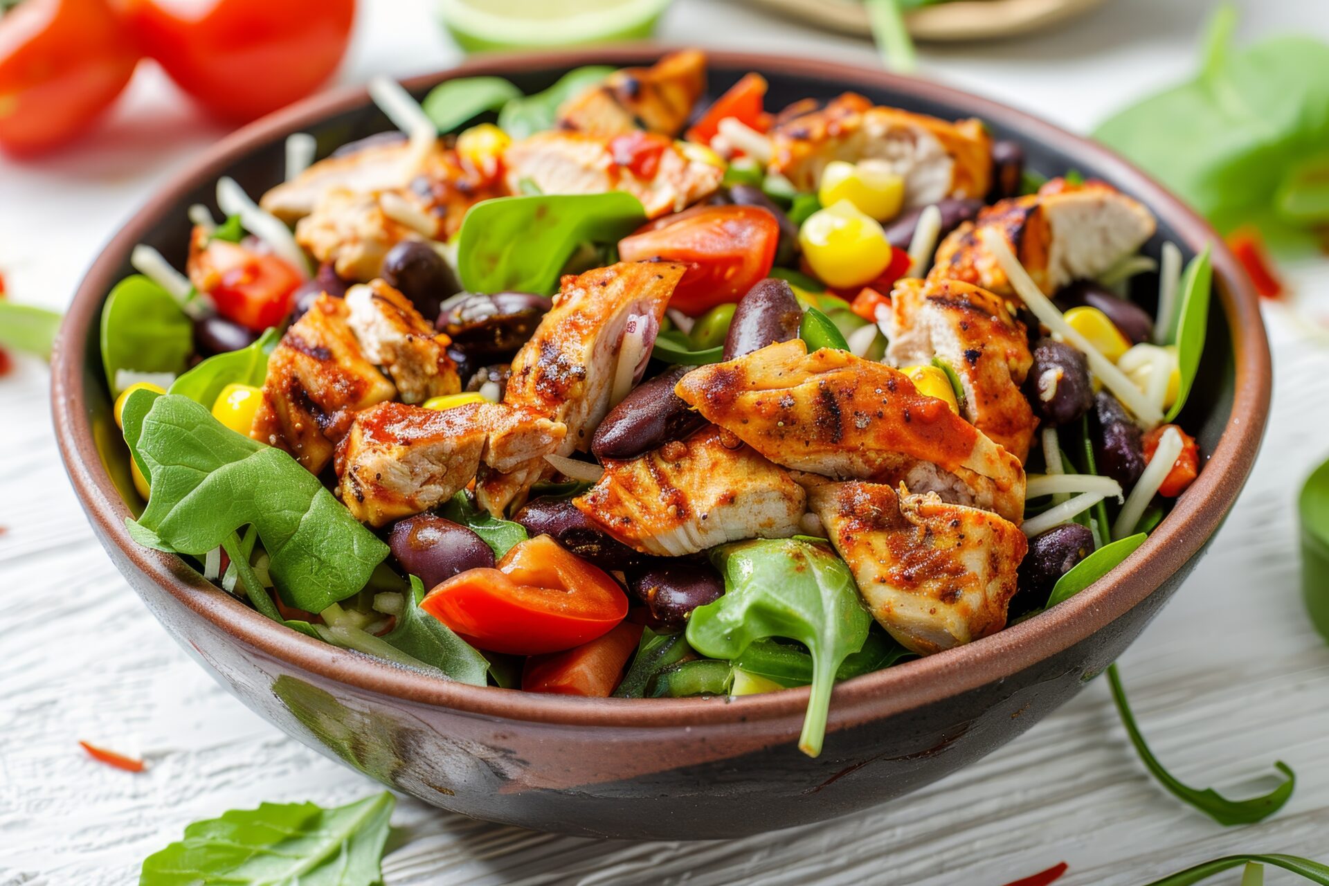 Proteinrik lunsj med lav GI: Kyllingsalat med bønner og vinaigrette