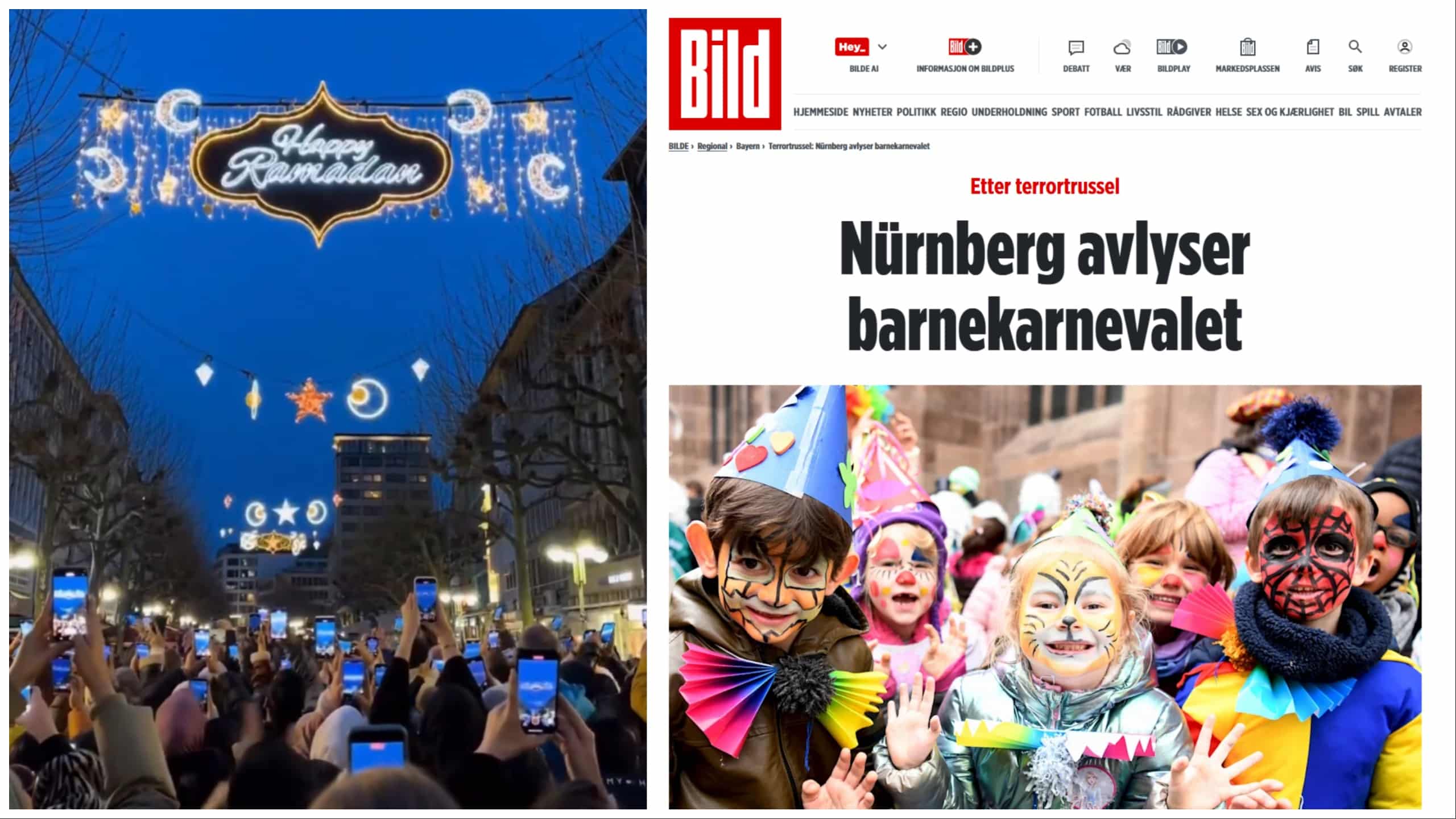 Avlyser barnekarneval i frykt for islamistisk terror samtidig som gatene dekoreres til Ramadan