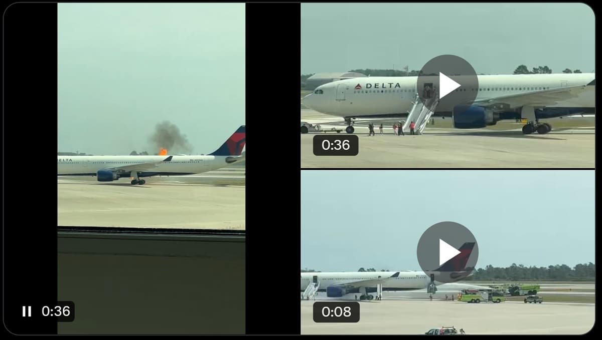 Delta Passengers Evacuate By Slides at Orlando International Airport After Engine Ignites on Tarmac