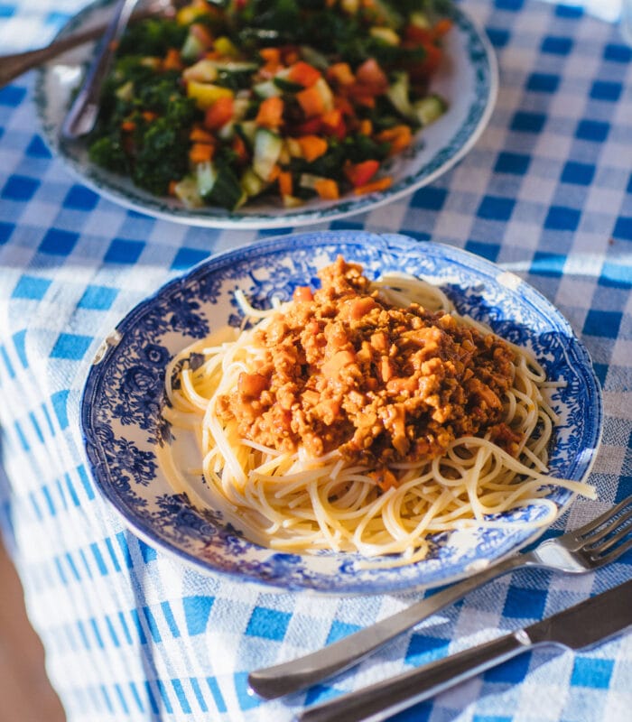 Vegetarisk köttfärsås som smakar kött
