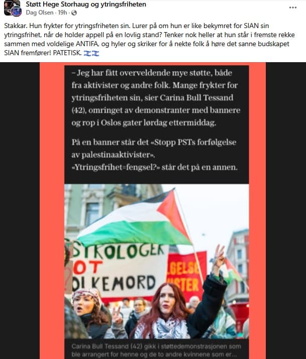 Yrkesdemonstrant Carina Bull Tessand (42) for retten mandag